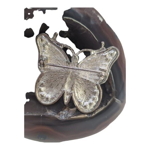 Vintage Butterfly Brooch Multi Metal Marcasite Silver Copper Tone Insect Costume - Picture 8 of 8